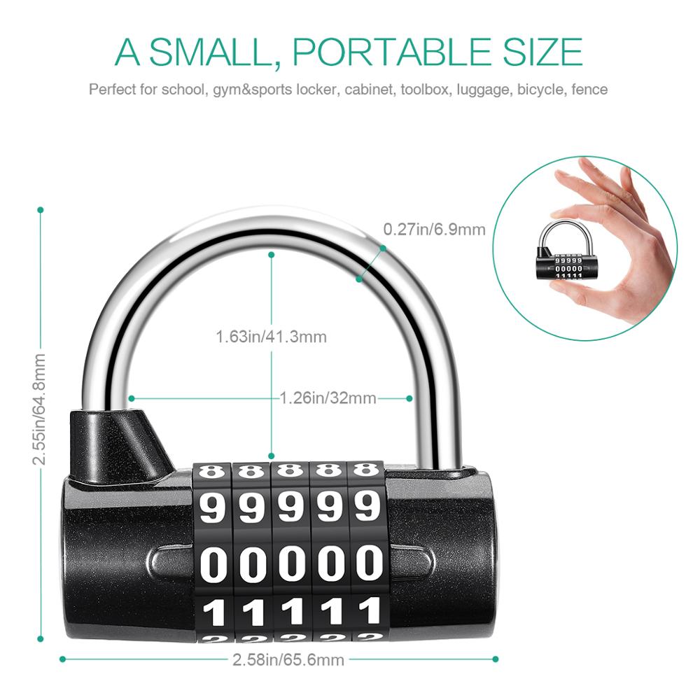 ORIA 5 Digit Lock Padlock Safety Lock Door Luggage Locker Code Locks Combination Outdoor Bag Bicycle Window Security Padlock