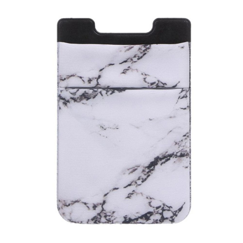 Marmor Muster Praktische Elastische Handy Karte Halter Tragbare Handy Karten Brieftaschen Mikrofaser Handy Zubehör: white