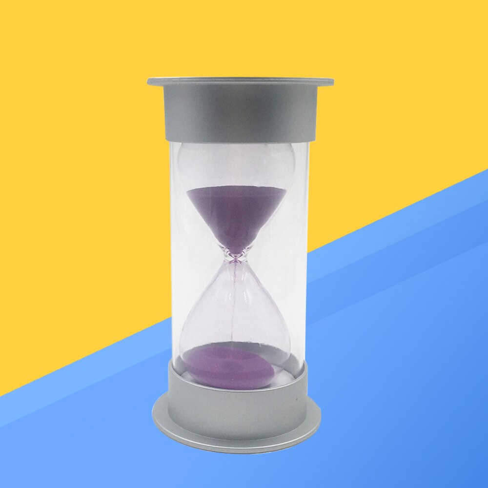 Simple Cylinder Sand Hourglass 30 Minutes Security Sand Timer Sandglass Hourglass (Silver and Blue)