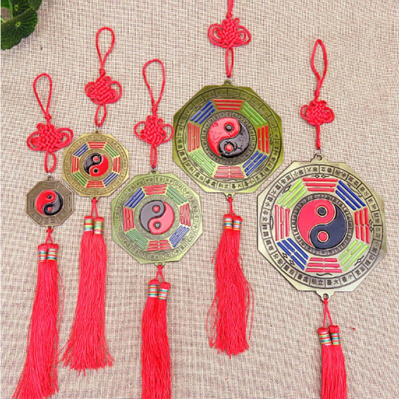 1PC Chinese Feng Shui Bagua Mirror Yin Yang Bagua Mirror with Chinese Knot Good Luck Fortune Prayer Blessing Hanging Decor