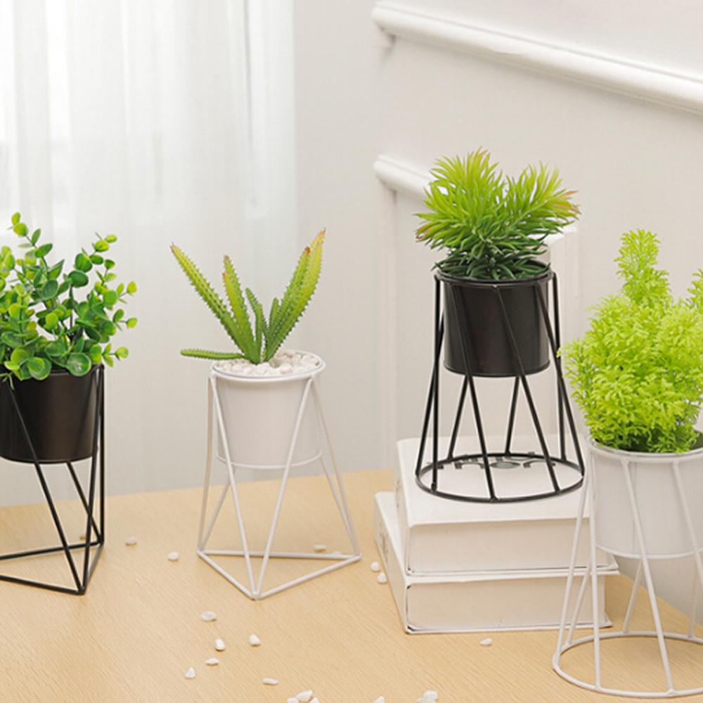 Flower Pot Holder Geometric Metal Durable Indoor Garden Plant Holder Display Planter Iron Flower Stand Gardening Supplies Stand