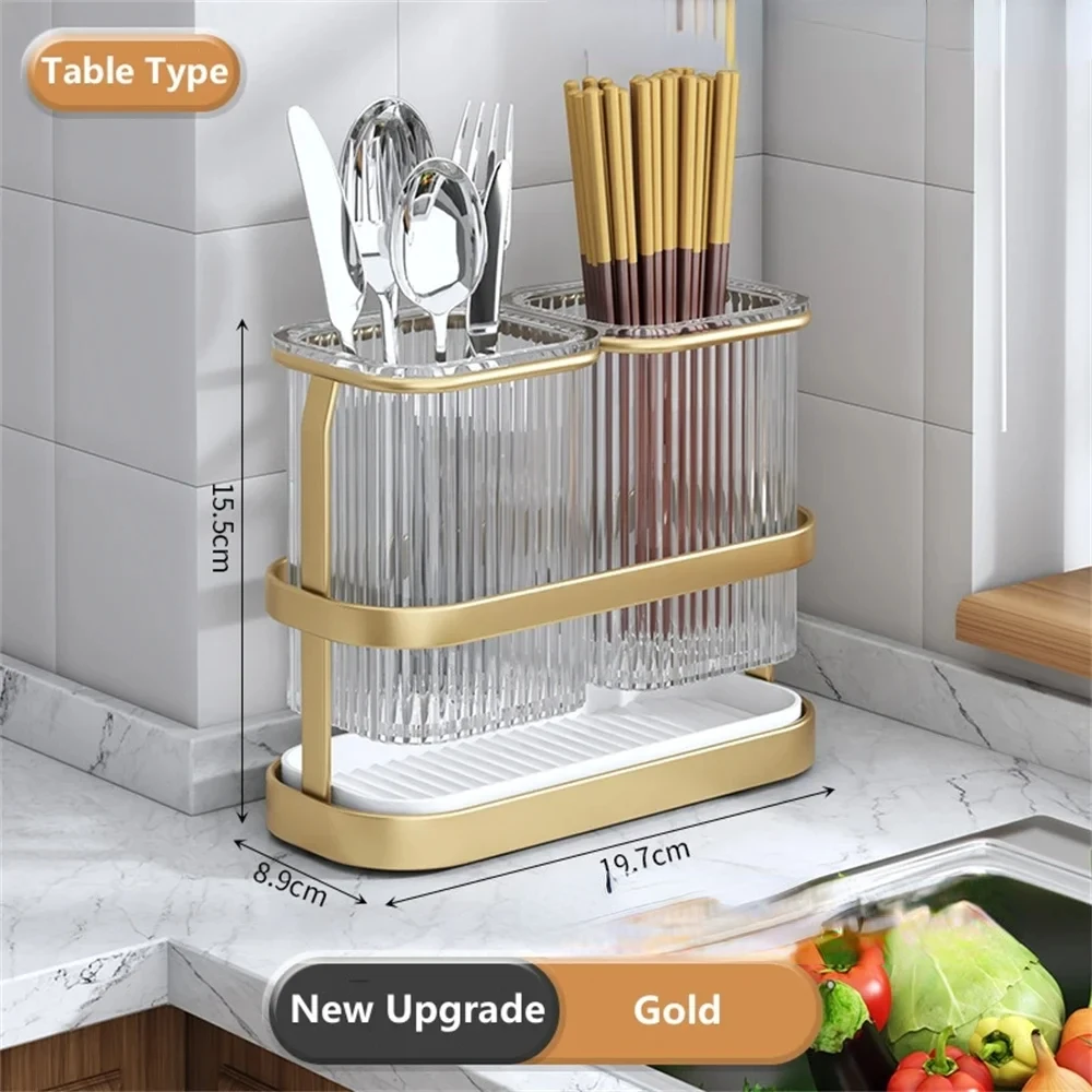 Organizer Gebruiksvoorwerp Houder Eetstokje Opbergrek Bestek Gootsteen Eetstokjes Keuken Lepel Vork Afvoer: Light Grey