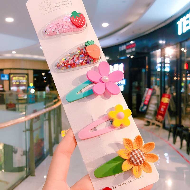5 Stks/set Bloem Fruit Baby Haar Clips Meisjes Haarspelden Haarspeldjes Kinderen Haar Accessoires Leuke Cartoon Kinderen Haar Ornament: style 5