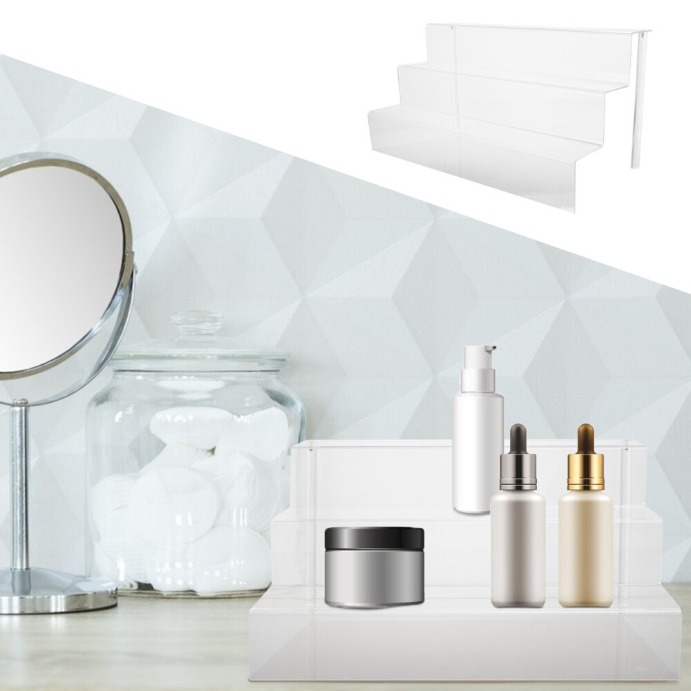 3 Steps Transparent Acrylic Display Stand Shelf for Cosmetics Jewelries Cakes