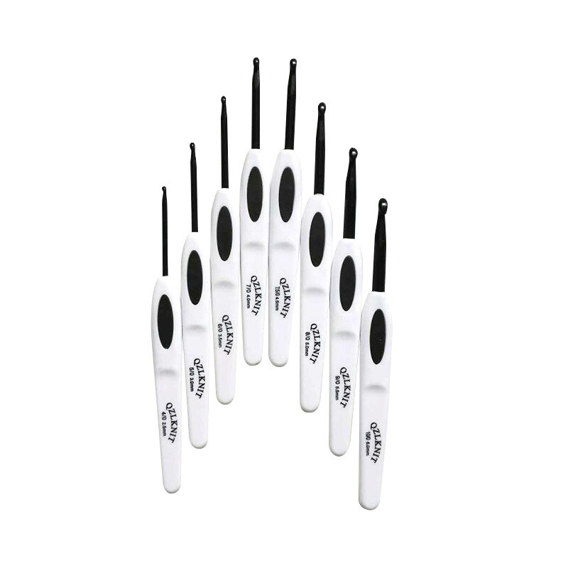 Crochet Hooks Kit Ergonomic Plastic Handle Knitting Needles Set Different Sizes For DIY Craft Yarn Socks Sweater Weaving Tools: 8Pcs Large Crochet