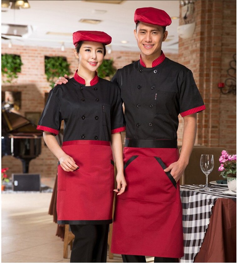 Ankomster kokkejakke madservice kortærmet sommer hotel kokkeuniform dobbeltradet kokketøj