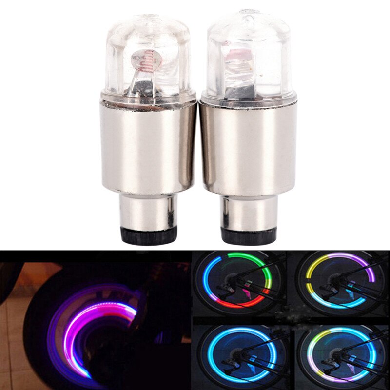 2Pcs Neon Led Lamp Flash Tyre Wheel Valve Cap Light Voor Auto Fiets Motorfiets