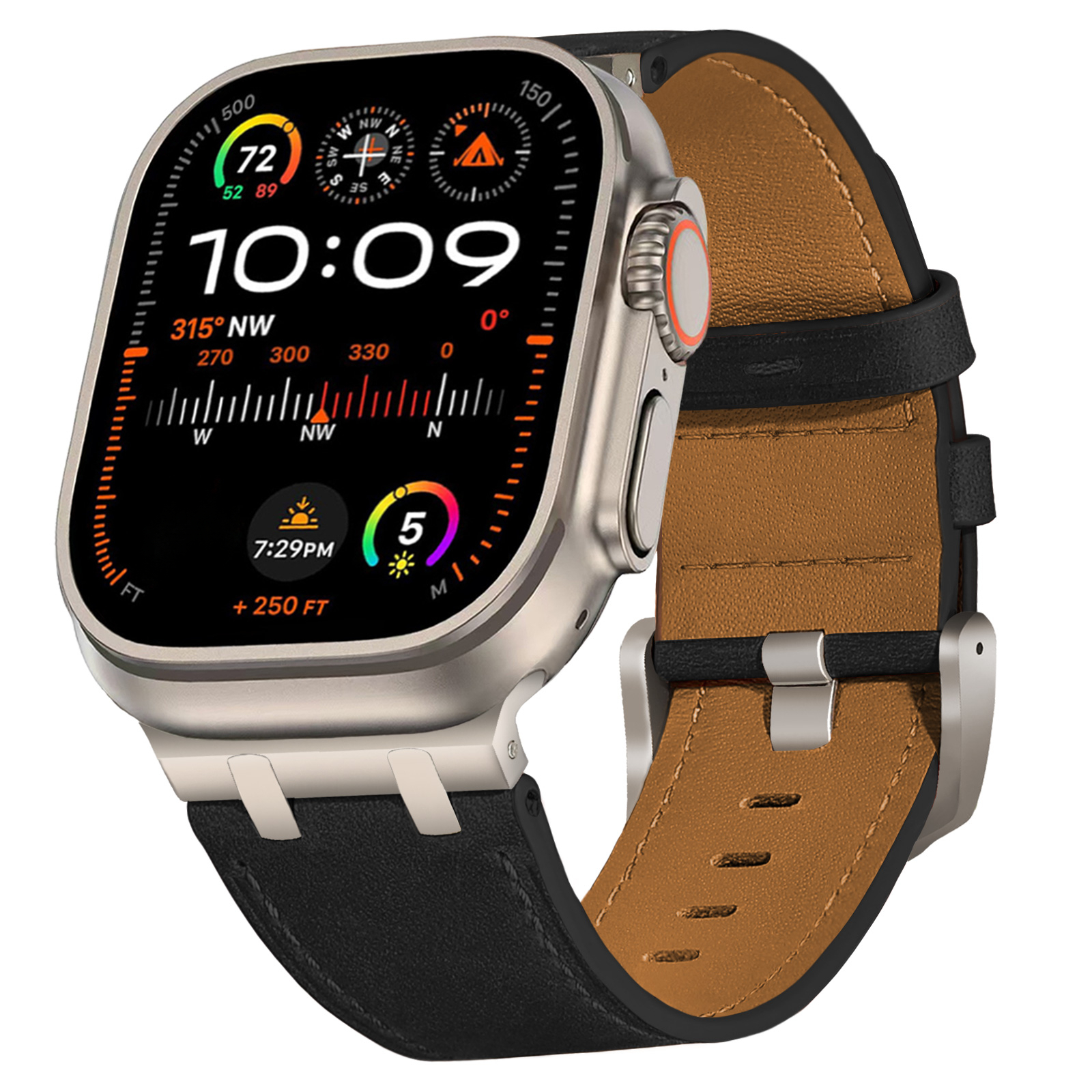 Leather Band for Apple Watch Ultra 2 49mm Series 10 46mm Luxury Strap Sports Bracelet for iWatch 10 9 8 7 6 5 4 SE ultra 44 45mm: Black Yellow
