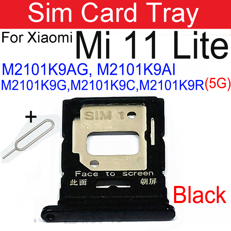 Bandeja de tarjeta Sim para Xiaomi Mi 11 Lite (jóvenes), bandeja Sim 4G 5G, ranura para tarjeta, adaptador de lector de tarjetas SIM Dual híbrido, piezas de reparación: Marrón