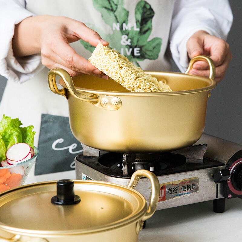 Husholdning guldsuppe pot korea madlavning nudler gryde instant noodle skål køkken madlavning værktøjer passer induktion komfur og brand komfur