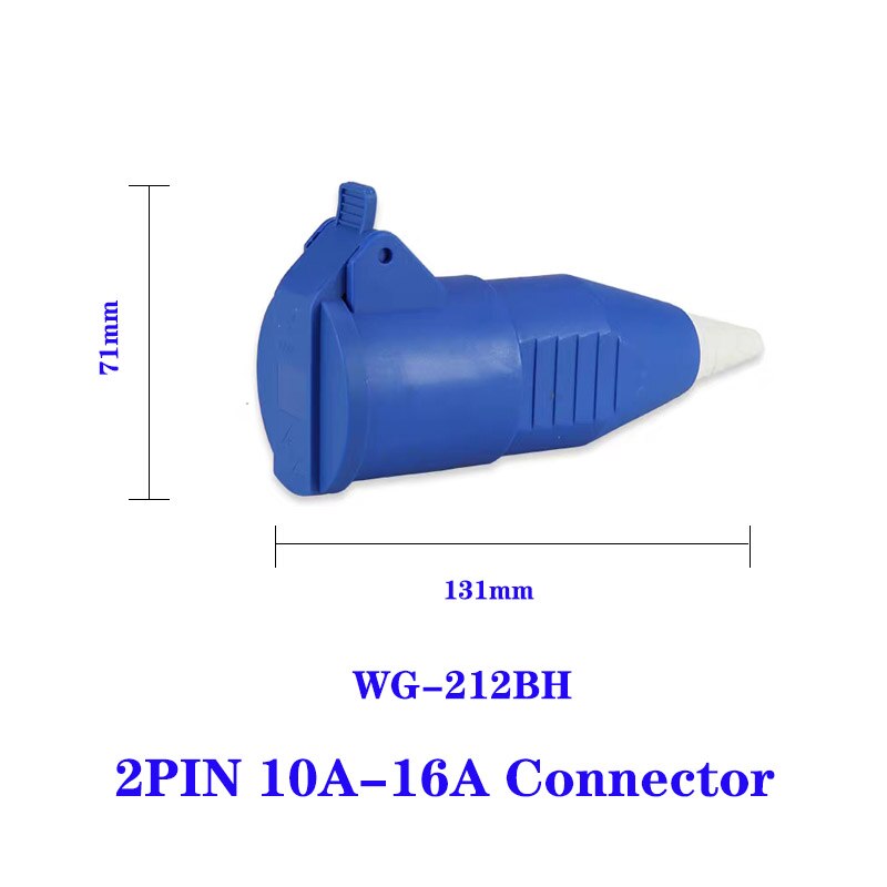 Industrial plug and socket 2 pin 10A-16A plug industrial connector two holes waterproof and dustproof wall mounted socket 220V: WG-212BH