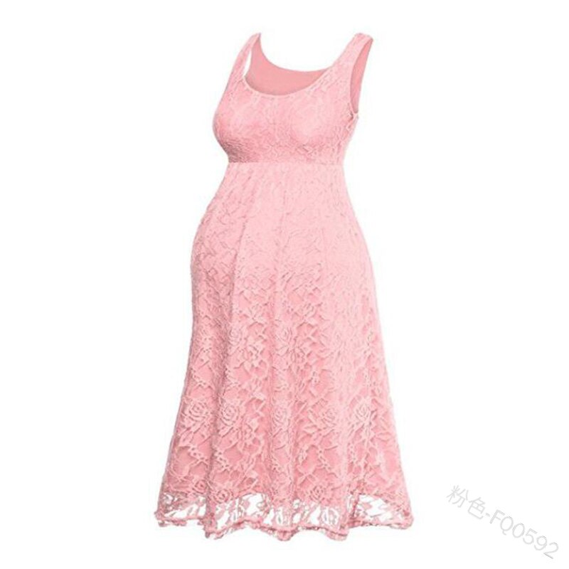 Vrouwen Dames Moederschap Jurken Zwangerschap Jurk Zwangere Jurk Floral Lace Overlay Mouwloze Baby Shower Party Cocktail Jurk: Roze / XL