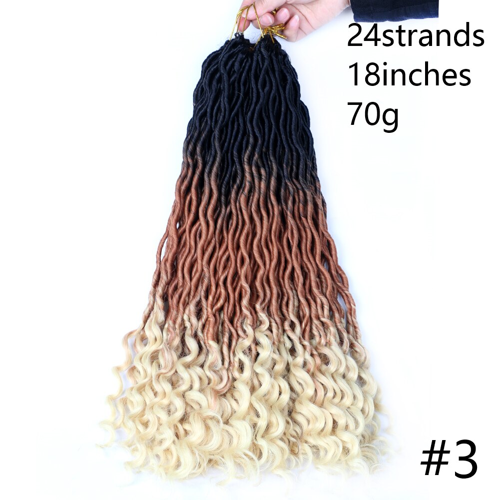 Trenzas de ganchillo onduladas postizas con extremos rizados postizos trenzados pelo de alta temperatura fibras sintéticas trenzas de ganchillo sintéticas: 3
