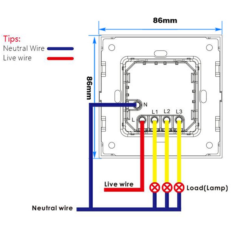 Milfra Wifi Smart Light Switch Neutral Wire Required EU 86mm Voice Phone Control Wall Switch for Assistant Alexa Tuya Smart Life