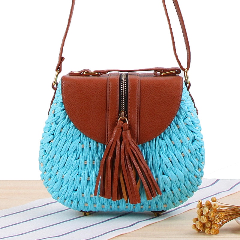 paper rope woven bag small fresh messenger straw bag beach vacation shoulder shoulder bag woven bag