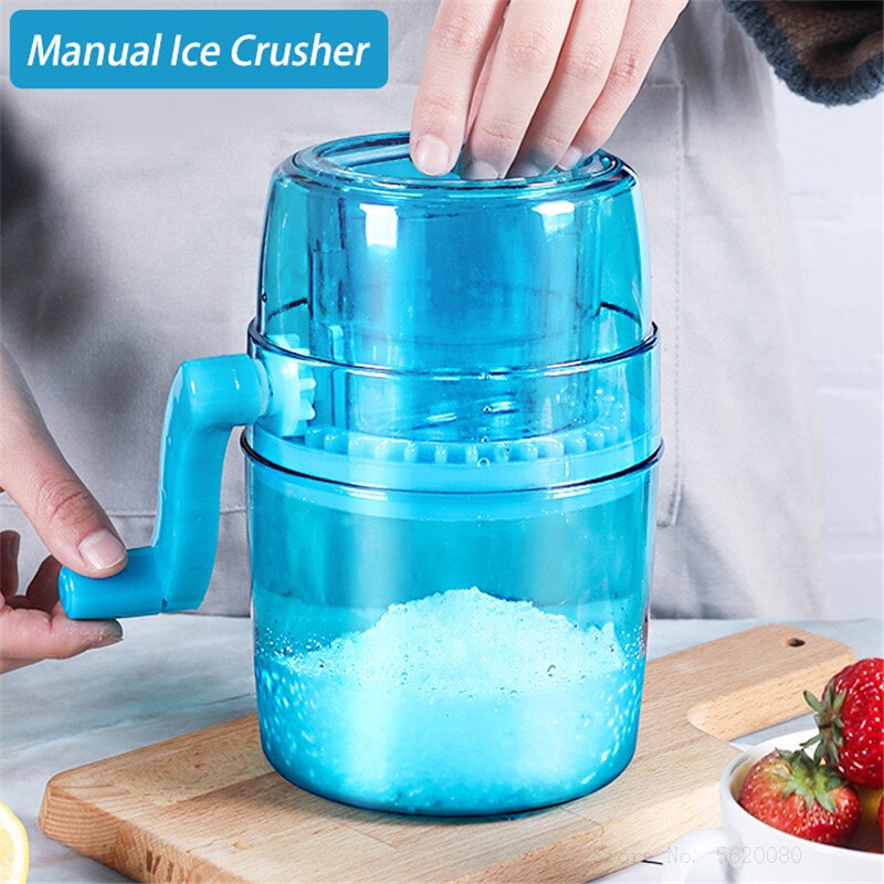 Portable Hand Crank Manual Ice Crusher Shaver Kids Shredding Snow Cone Maker Machine Kitchen