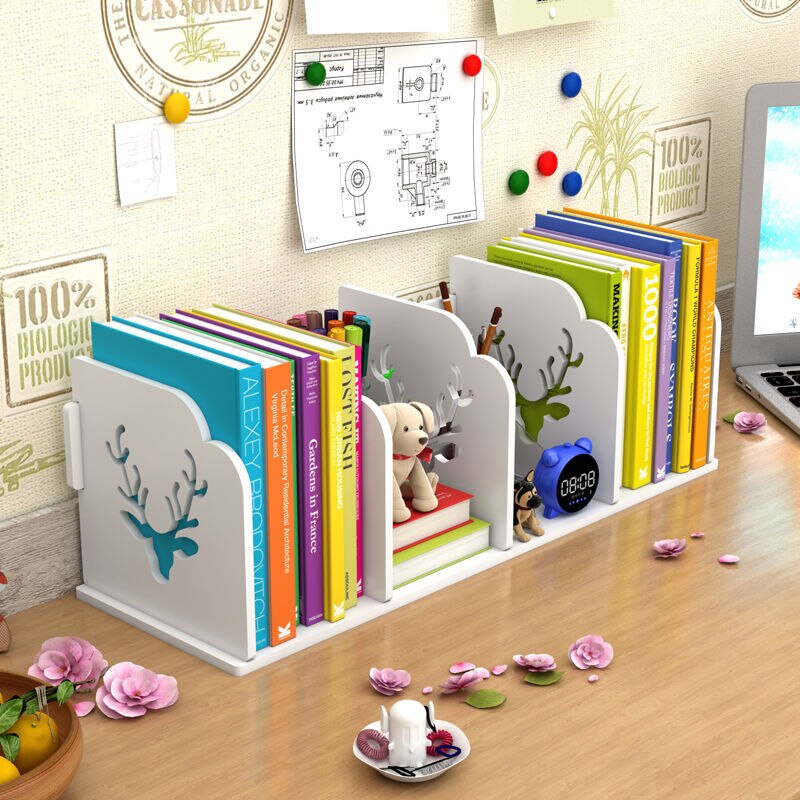 Petite étagère de bureau pour livre d&#39;étudiant, étagère de table simple, boîte de rangement de bureau pour enfants, petite bibliothèque de dessin animé