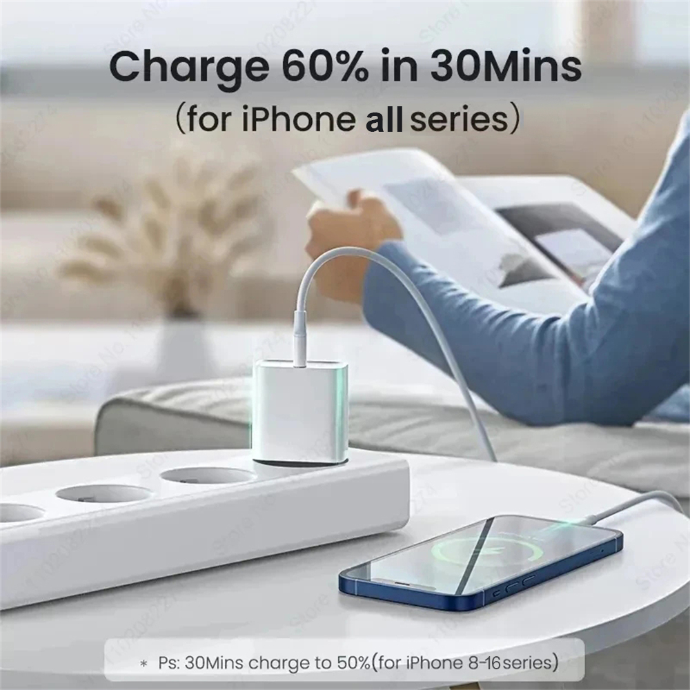 Para Apple 40W para iPhone cargador USB tipo C cargador rápido para iPhone 16 15 14 13 12 11 pro Max Plus PD cable de carga Accesorios