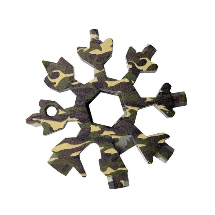 Vendita calda fiocco di neve cacciavite multifunzione multi-strumento gadget in acciaio inossidabile taglierina multi-lama carta cavatappi utensili da cucina: camuffare