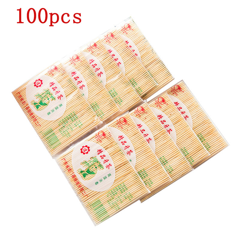 Palillo de dientes de bambú Natural, palillos dentales de madera duraderos para el hogar, restaurante, productos de Hotel, herramientas, 100 unids/paquete