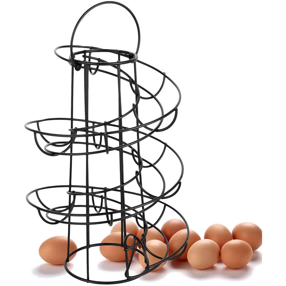 Jern kunst vise restaurant kurv egg holder lagringsstativ deluxe spiralformet dispenser stativ kurv lagringsplass plass opp  til 24