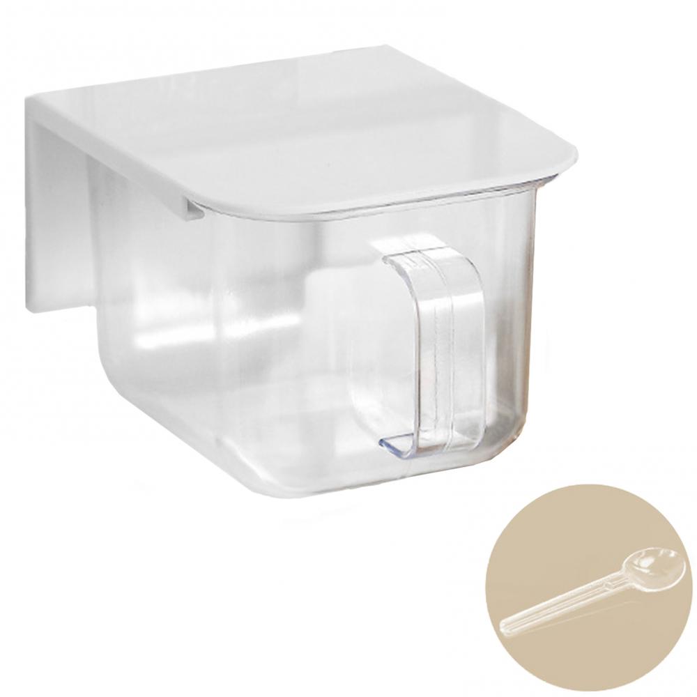 Boîte d&#39;assaisonnement, récipient domestique anti-poussière, pot de sucre de sel mural de cuisine: White