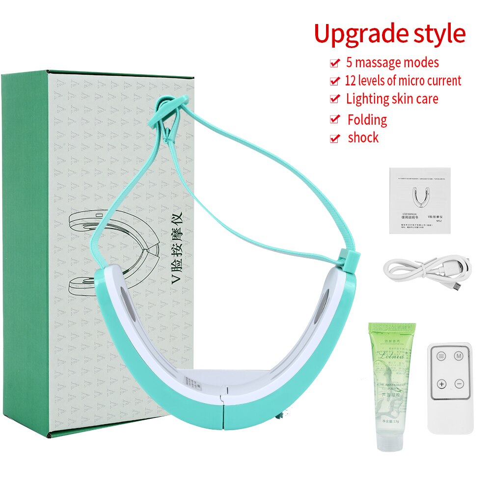 Ceinture de Lifting du visage en V + Machine de soins du cou, thérapie photonique LED, outil amincissant pour le visage, masseur vibrant, réduit le Double menton, dispositif de levage du visage: Upgrade style