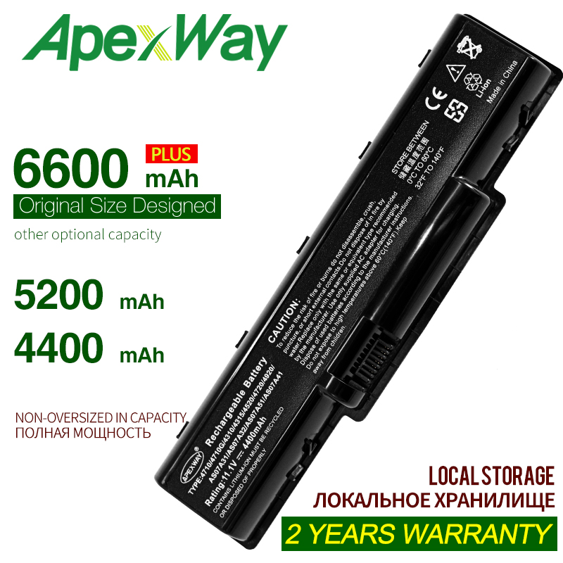 Apexway Laptop Batterij Voor Acer AK.006BT.020 AK.006BT.025 As07a51 AS07A31 AS07A32 AS07A41 S07A51 AS07A52 AS07A71 AS07A72 AS09A61