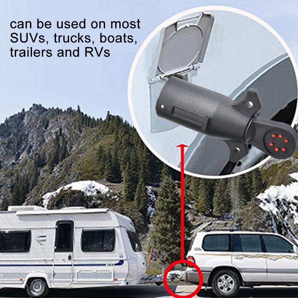 Trailer Socket Tester 12V 7pin flat tester Towing Light Wiring Cable Circuit Plug Socket Tester for Auto Trailers Brass