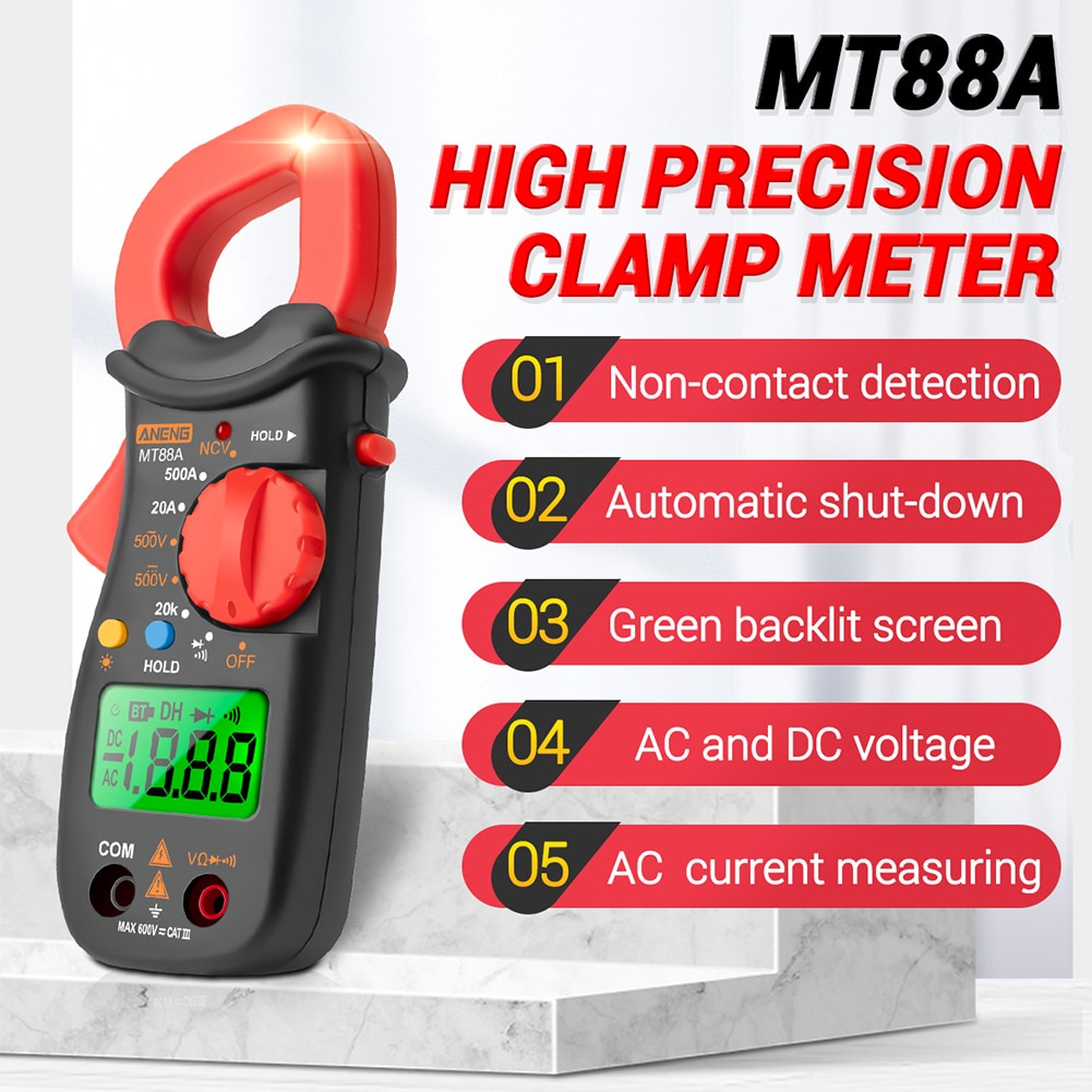 Measuring Tool HD Green Display 1999 Counts Current Voltage Battery Powered ABS Backlight Digital Clamp Multimeter Electrical