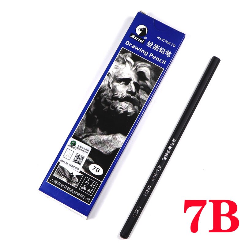 12pcs / box wooden sketch drawing writing pencil art DIY complete set 2B / 4B / 6B / 10B / 12B / 14B: 7401-7B