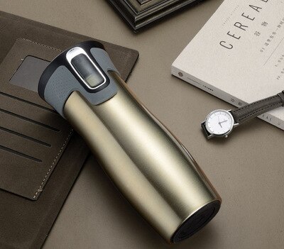 Taza de Viaje de acero inoxidable taza térmica hermética vaso taza de café con fácil de limpiar tapa Premium de café reutilizable taza 450ml: Rose Gold