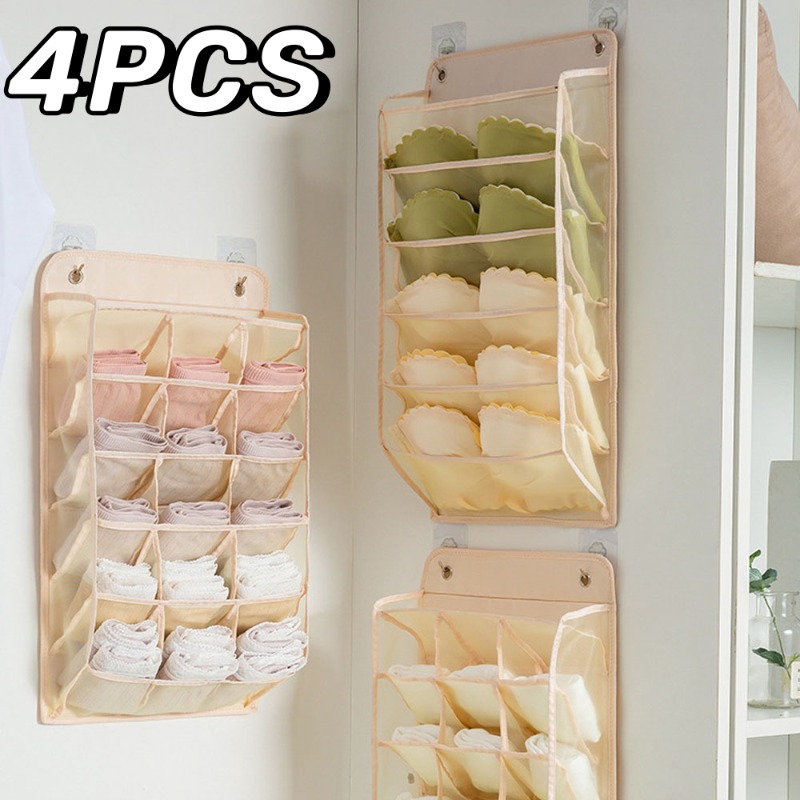 4 stuks ondergoed panty opslag hangende tas wandmontage beha opslag organisator rek thuis closet organisator opbergzakken