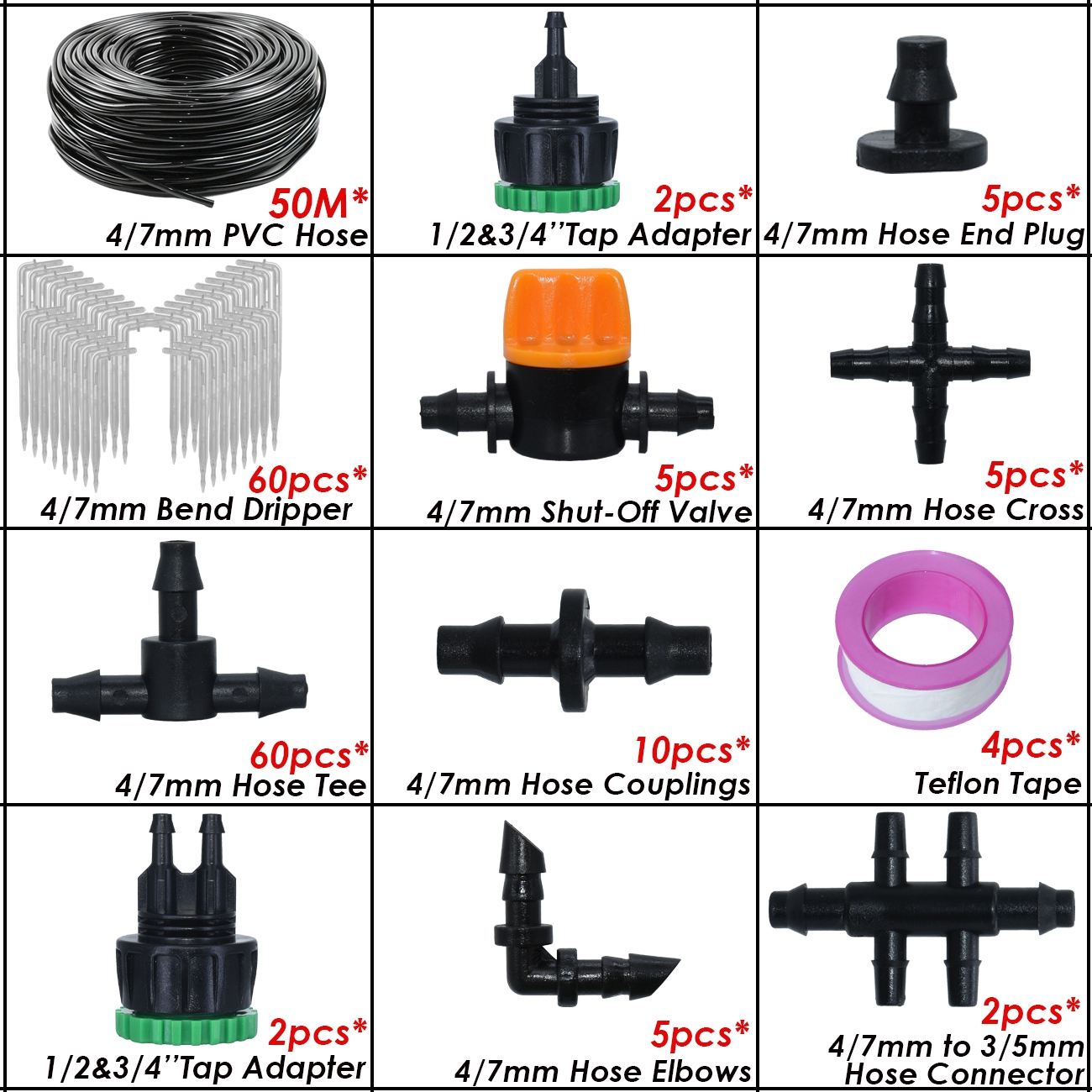 KESLA 5-50M Garden Drip Irrigation Kit 1/4'' Drippers Drip Arrow Watering System by for Balcony Bonsai Plant Flower