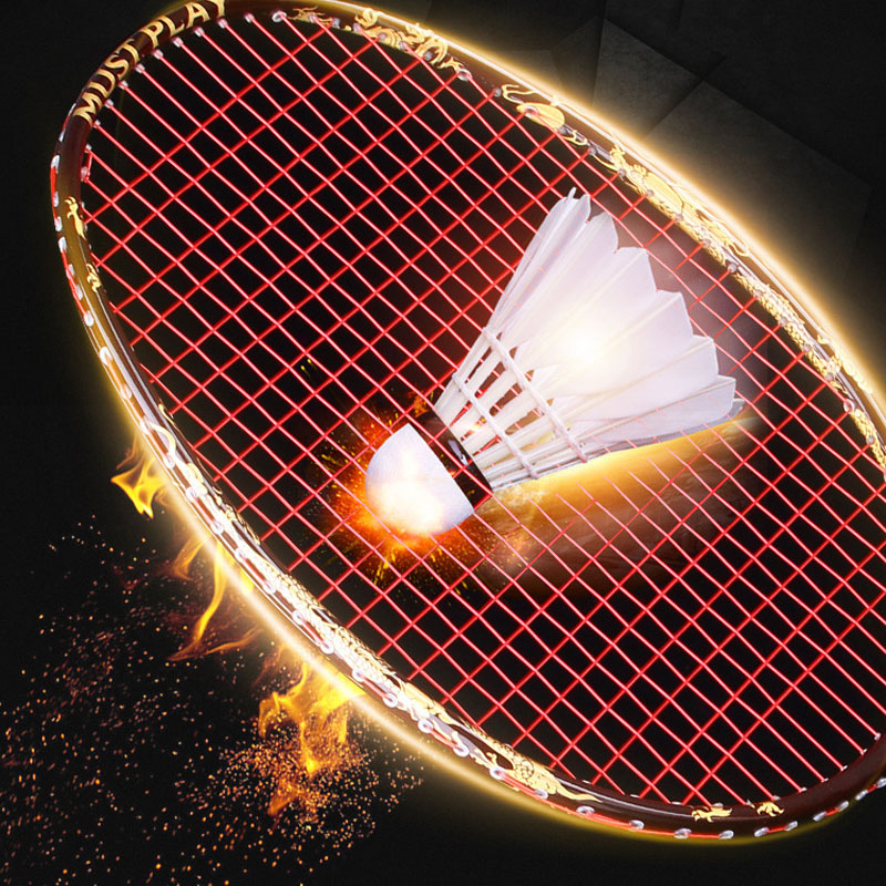 Raqueta de Bádminton de carbono con cabeza en T, entrenamiento ofensivo, raqueta de bádminton y Dragón, Tiro Único
