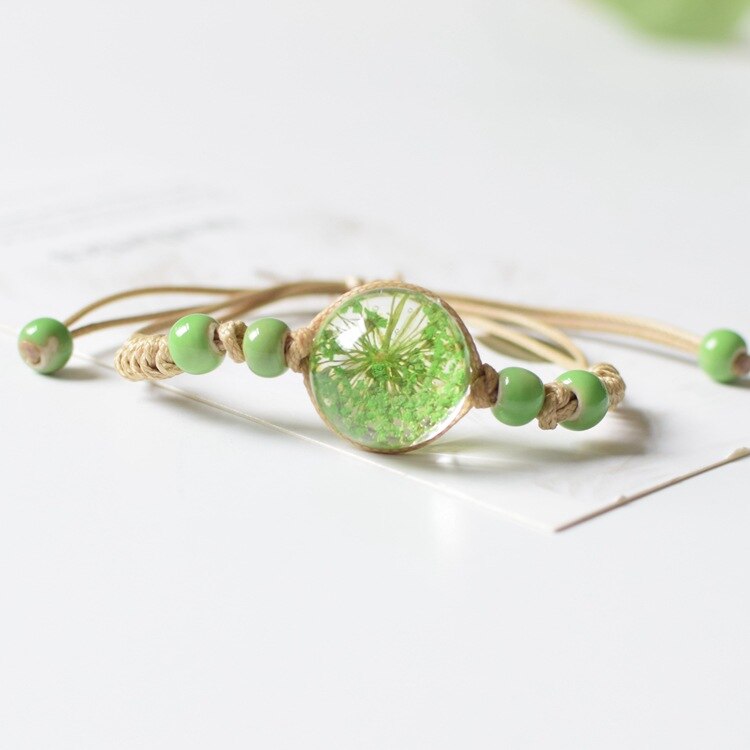 FIMAODZ Süße Blume Gänseblümchen Armbinde Perlen Getrocknete Blumen Löwenzahn Blüte Bunte Charme Armbänder für Frauen Mädchen: 14
