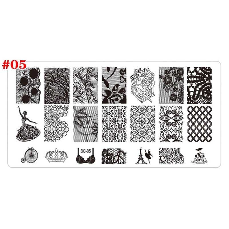 12*6cm Nail art Vorlagen Stanzen Platte Spitze serie Schmetterlinge/Blumen/Pflanzen Muster Transfer Druck vorlage: MPBC05