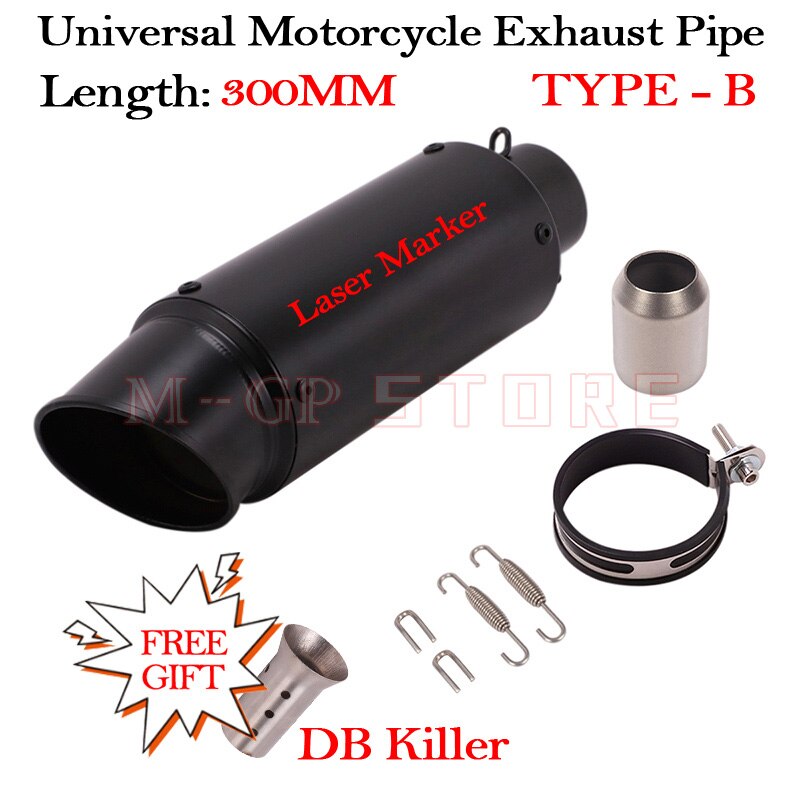 51MM Motorcycle Short Exhaust Slip On Universal Modified Moto Escape DB Killer Muffler For S1000RR Z900 CBR1000 R3 R25 MT07 MT09: TYPE-B