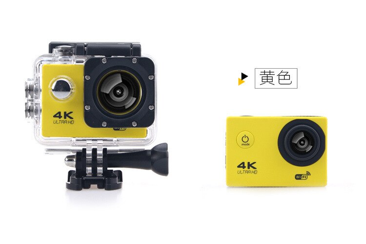 Sj9000 wifi 4k 1080p ultra hd kamera dvr dv videokamera 30m vanntett hjelm videokamera: Gul / Ingen tf-kort