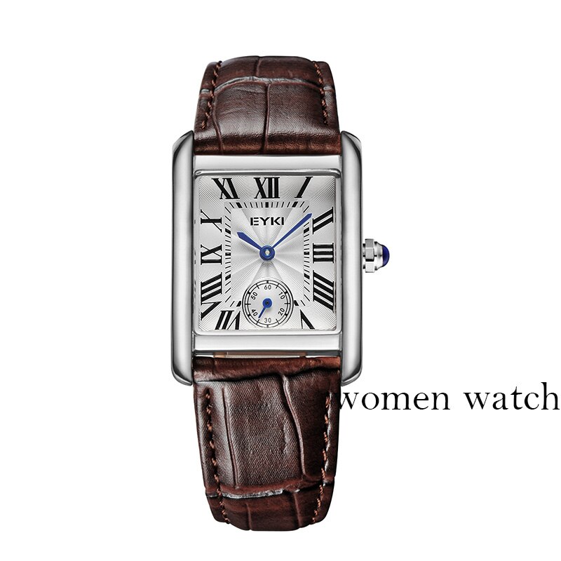 Eyki Brand Couple Tables Lovers Watch Formal Leather Strap Square Dial Waterproof Quartz Watch Women Clock Wrist Watches For Men: 5041