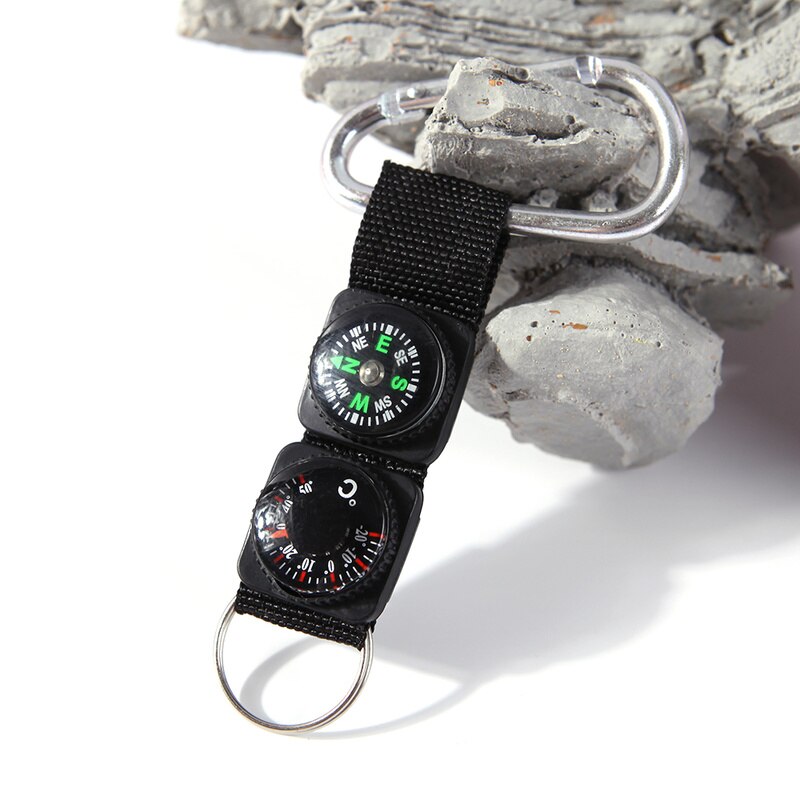 Multifunction 3 In 1 Outdoor Whistle Compass Thermometer Potable Keychain Thermometer Key Ring Outdoor Climbing Hiking Carabiner