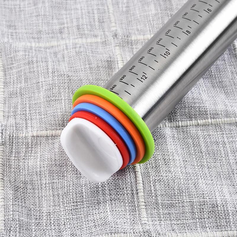 Adjustable Stainless Steel Rolling Pin Adjusting Thickness Scale Kneading Rolling Tool Leather Supplies Pin Kitchen Kneadin O2L9