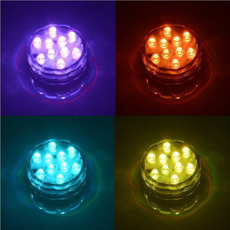 10 LED Fernbedienung Gesteuert RGB Tauch Licht Batterie Betrieben Unterwasser Nacht Lampe Außen Vase Schüssel Garten Party Dekoration