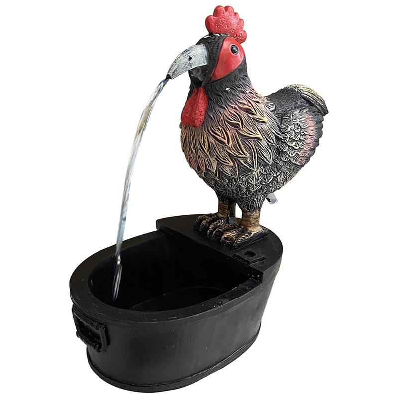 Water Fountain Playful Rustic Look Resin Metal Bird Garden Decor Fountain Vivid Bird Shape Yard Art Decor Water Fountain Outdoor: cock