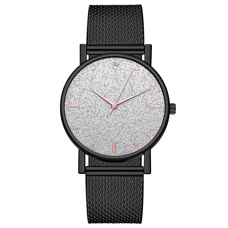 frauen Uhren Edelstahl Zifferblatt Casual Armband Uhr Damen Luxus Quarzuhr Zegarek Damski Reloj Mujer: W002-White