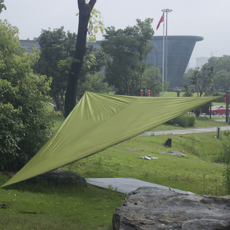 Triangular Awning Waterproof Tarp Outdoor Camping Canopy with Silver Coating Sun Shelter Shade For Beach Patio Garden Picnic: Army Green