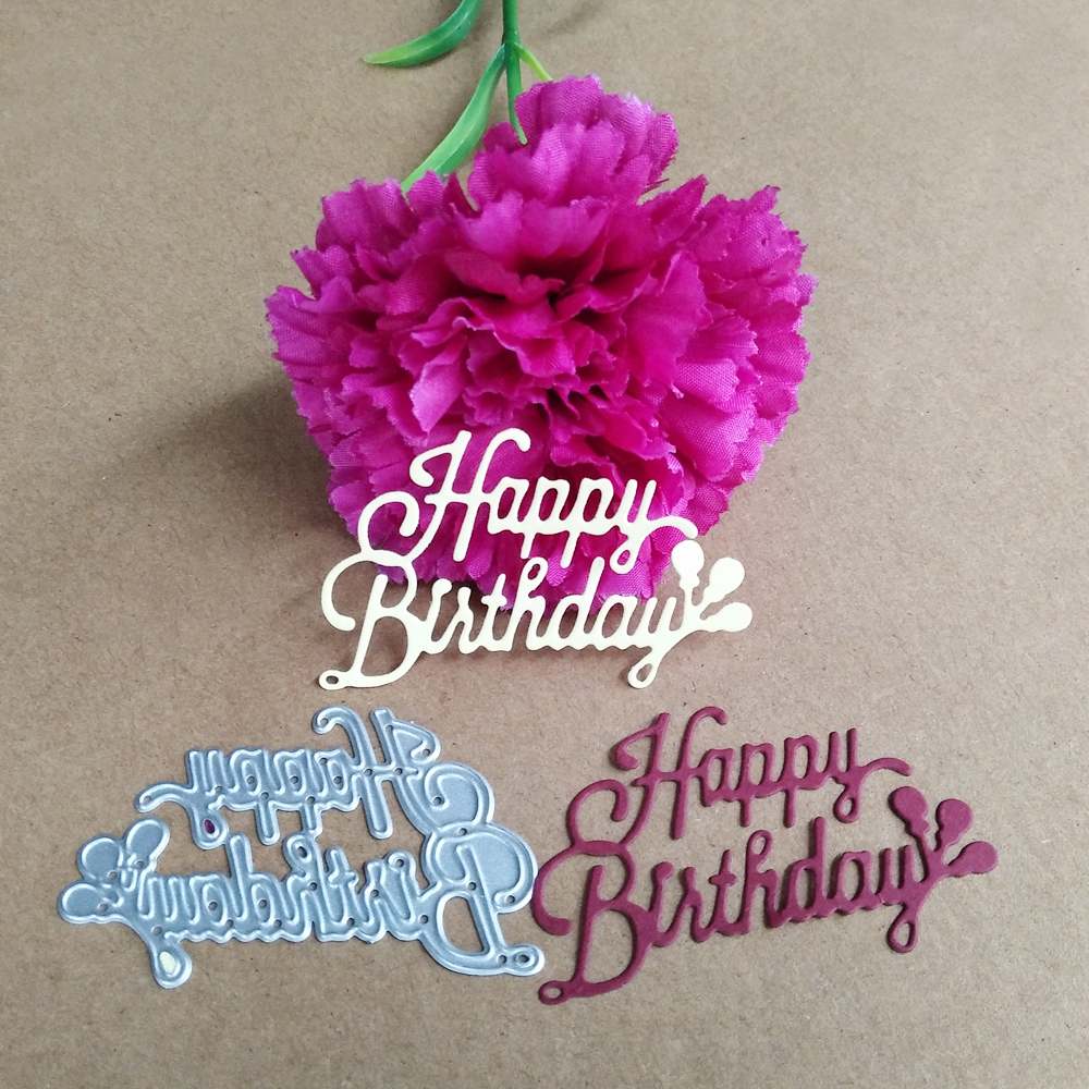 Tillykke med fødselsdagen kort engelsk ballon brev dekoration metalskæring dør diy scrapbog kort skabelon papir håndværk
