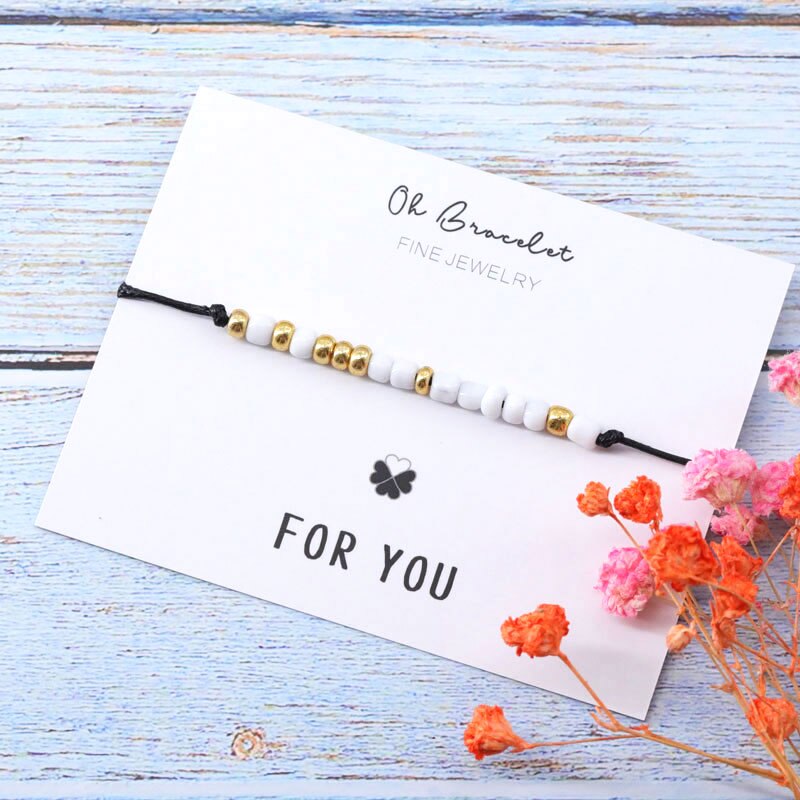 Morse Code Wish Bracelet Friendship Morse Code Dainty Bead Sister Bracelet for Women Men Lover Morse Code Jewelry: Black