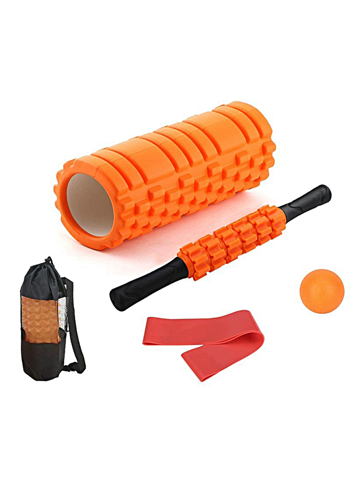 Juego de rodillos de espuma 5 en 1, rodillo de espuma de punto de disparo patentado, palo de masaje, bola de masaje, banda de resistencia para masaje muscular profundo