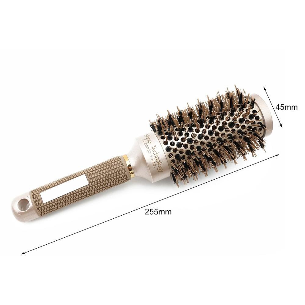 Cepillo redondo pelo cerámica de aluminio, cerdas y nailon, 32/45/53mm, peine para peluquería, peine para Estilismo de peluquero: 45mm